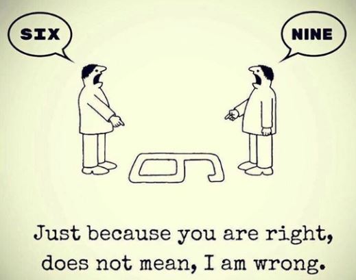 An image featuring the phrase: "Just because you are right, doesn't mean I am wrong,"