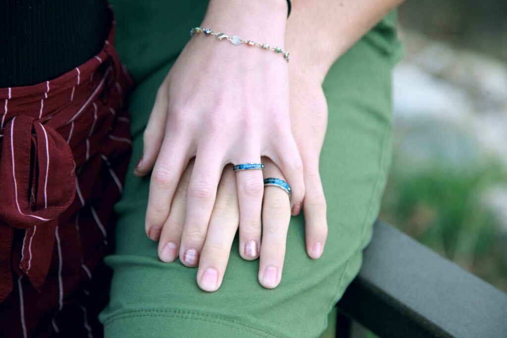 A couple holding hands