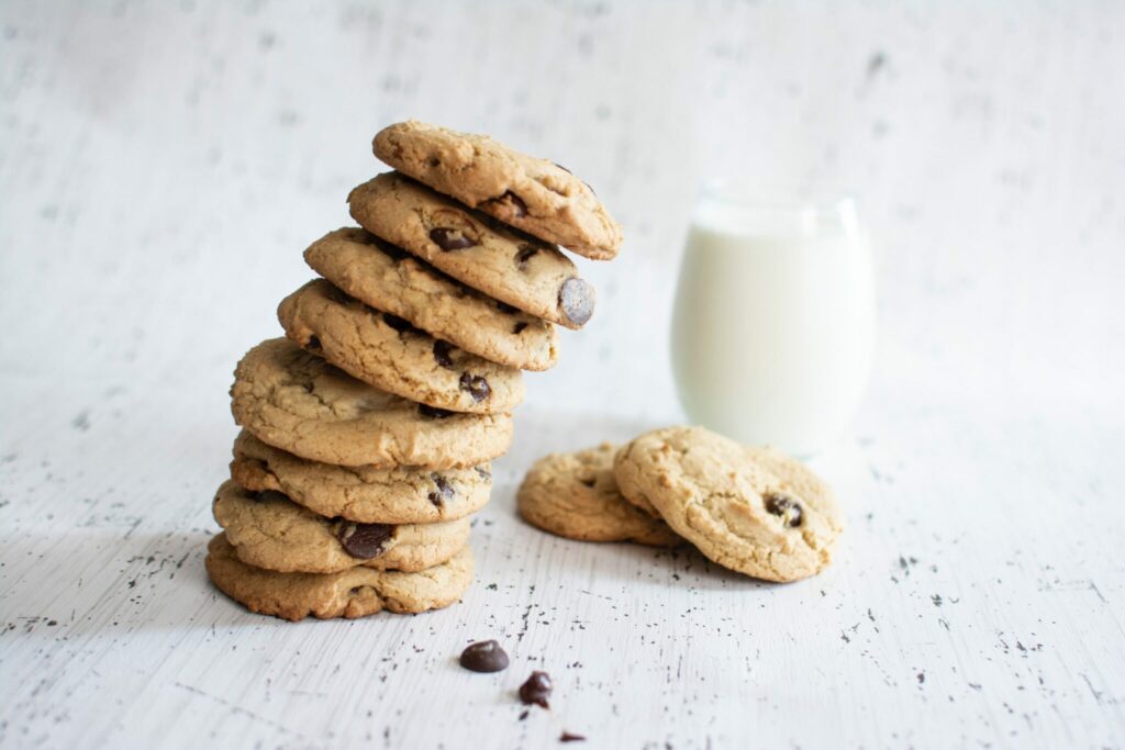 A Stack Of Chocolate Chip Cookies