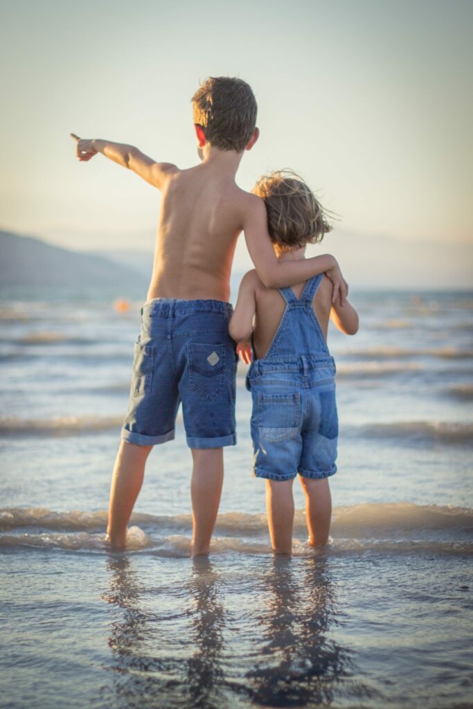 Two boys in the water