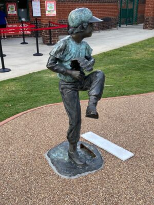 YOUNG BASEBALL PITCHER STATUE