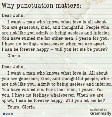 PUNCTIATION MATTERS LETTERS